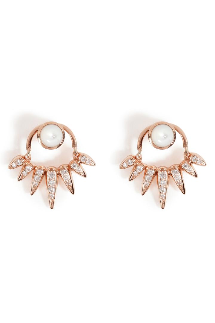 Nikos Koulis Nikos Koulis 18kt Pink Gold Earrings With Diamonds And Mother Of Pearl