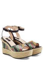 Steffen Schraut Steffen Schraut Embossed Leather Platform Wedge Sandals