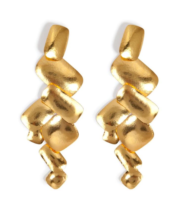 Herv Van Der Straeten Hammered Gold-plated Yucata Earrings