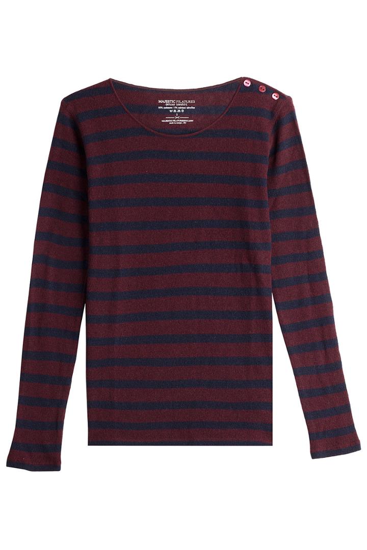 Majestic Majestic Cashmere-merino Striped Pullover - Stripes