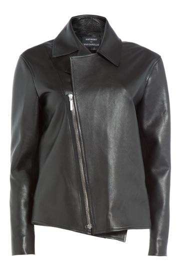 Anthony Vaccarello Anthony Vaccarello Boxy Leather Jacket - Black