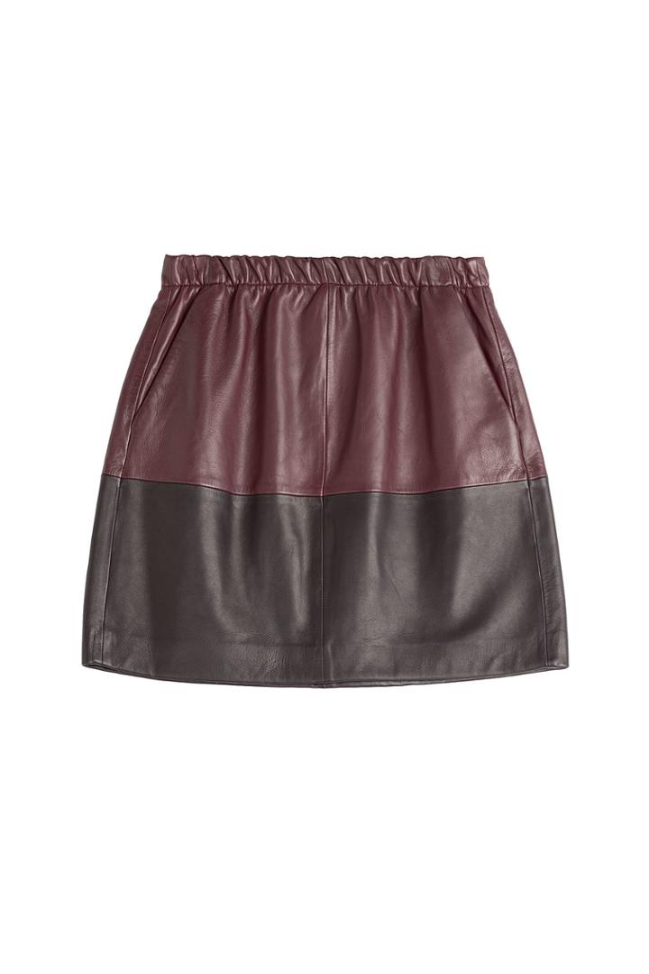 Vince Vince Two Tone Leather Skirt - Black
