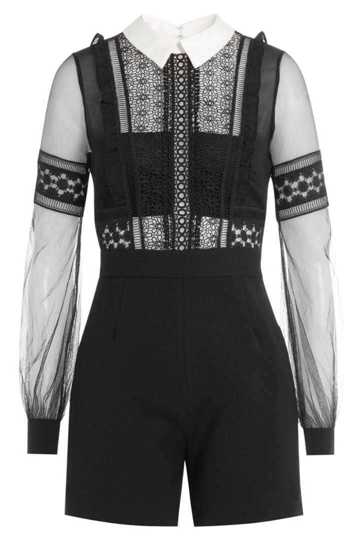 Self-portrait Self-portrait Balloon Sleeve High Leg Shorts Playsuit