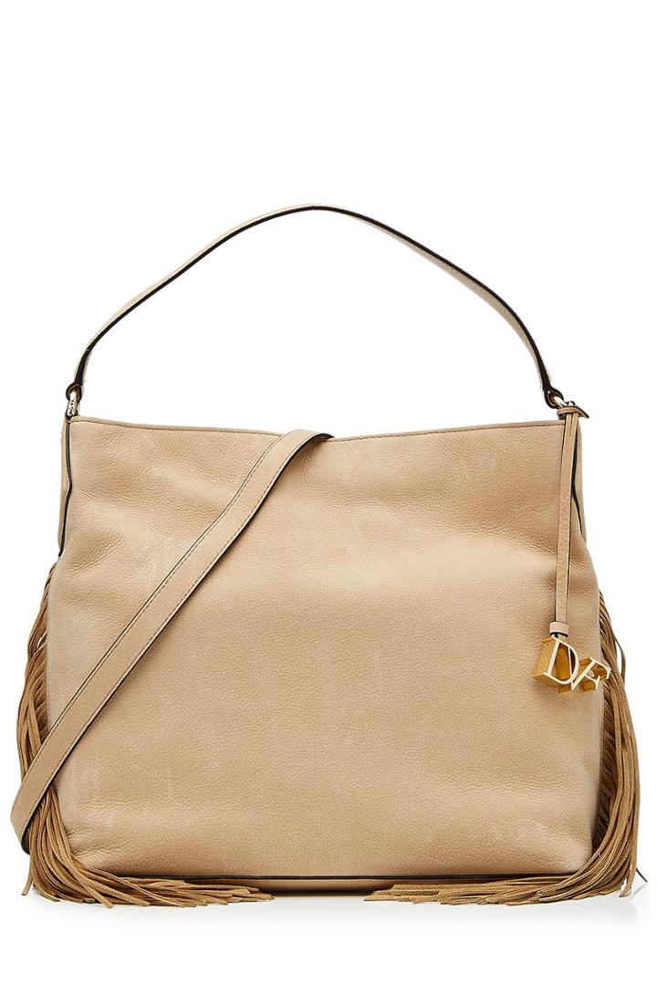 Diane Von Furstenberg Diane Von Furstenberg Fringed Leather Tote - Beige