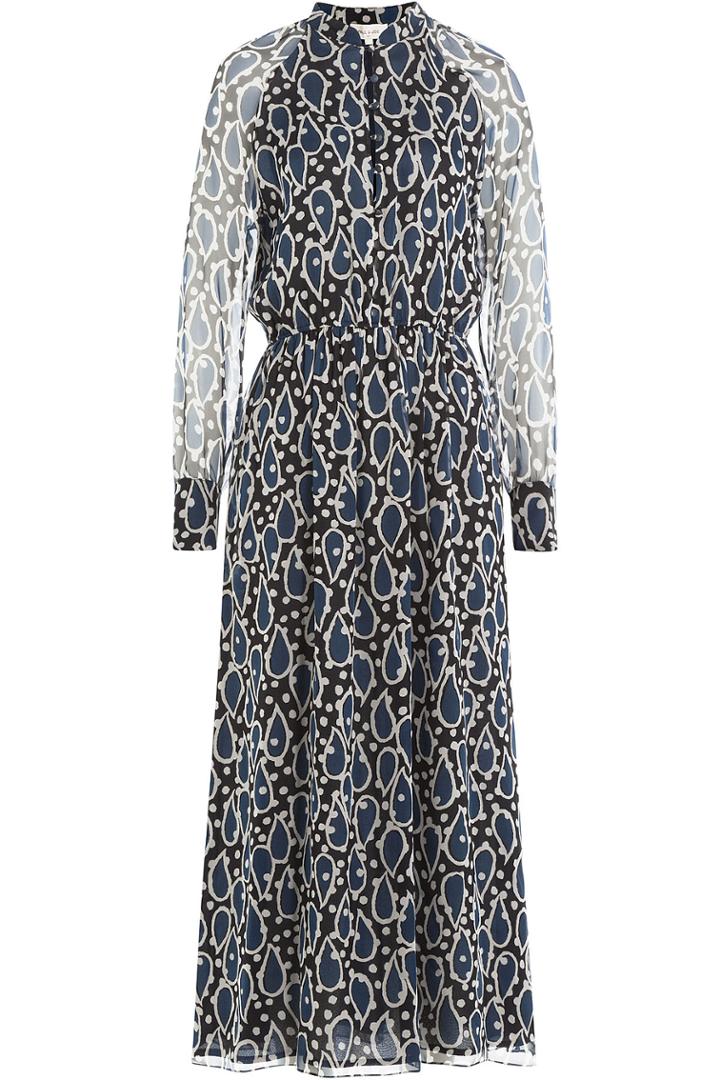Paul & Joe Paul & Joe Printed Silk Chiffon Midi Dress - Blue