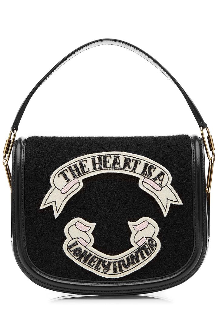 Olympia Le-tan Olympia Le-tan Leather Shoulder Bag With Felt - Black