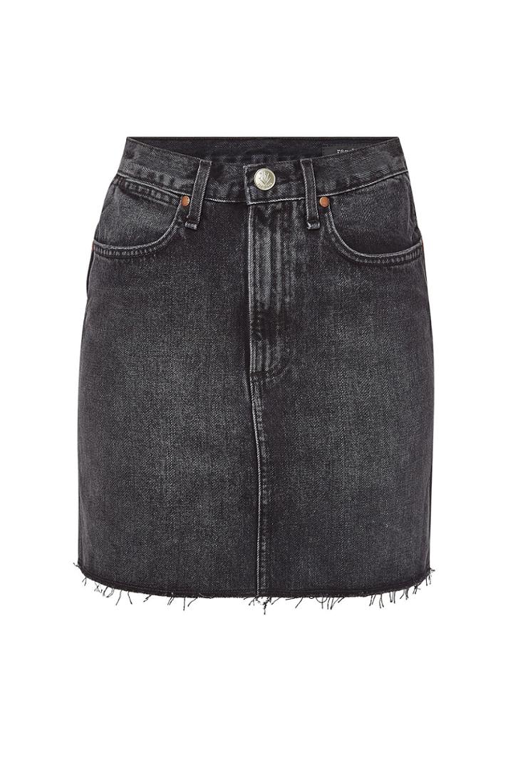Rag & Bone/jean Rag & Bone/jean Moss Denim Mini Skirt With Distressed Hem