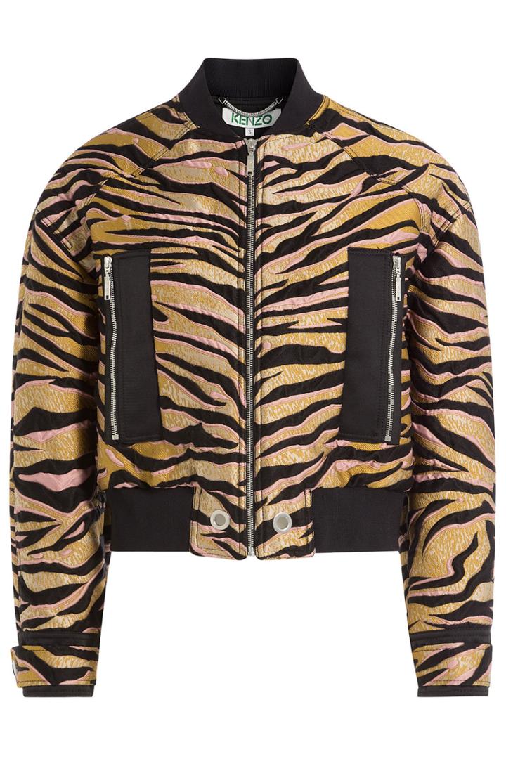 Kenzo Kenzo Animal Print Woven Bomber Jacket - Beige