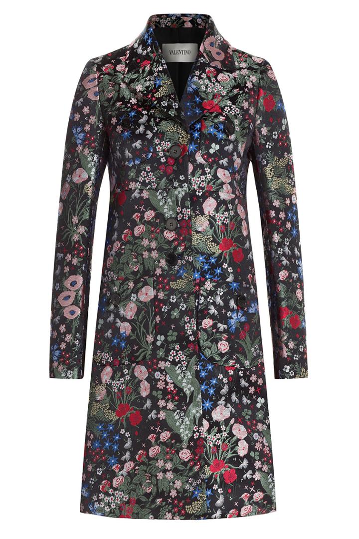Valentino Valentino Jacquard Coat - Black