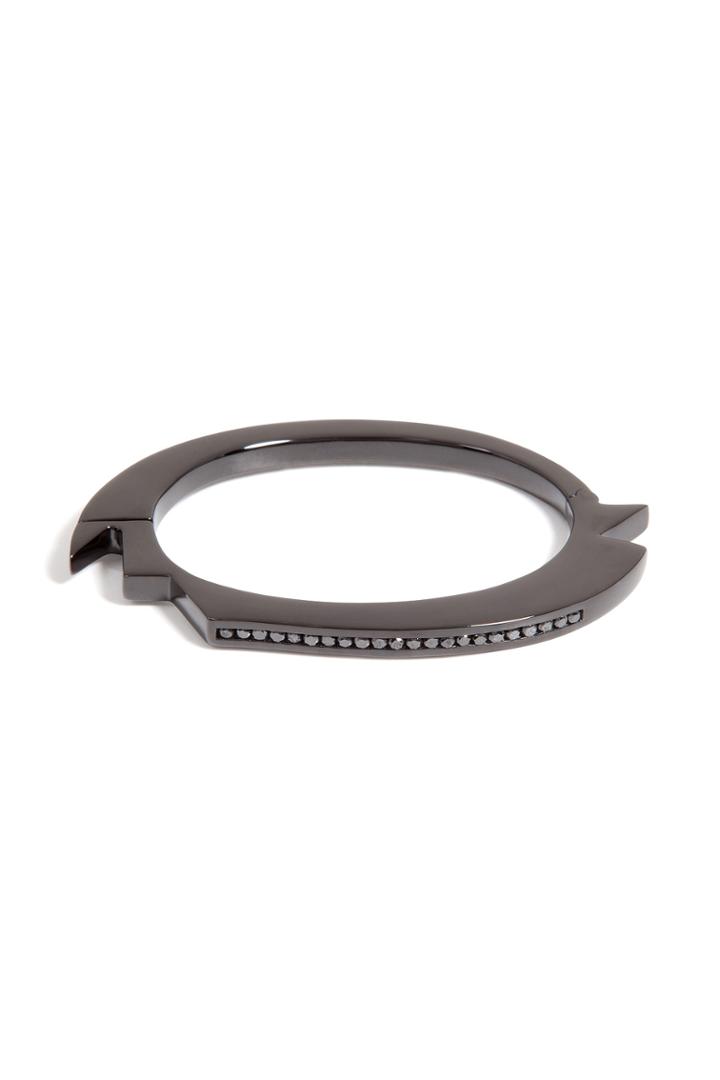 Lynn Ban Lynn Ban Black Rhodium Bracelet 2 With Black Diamonds - Silver