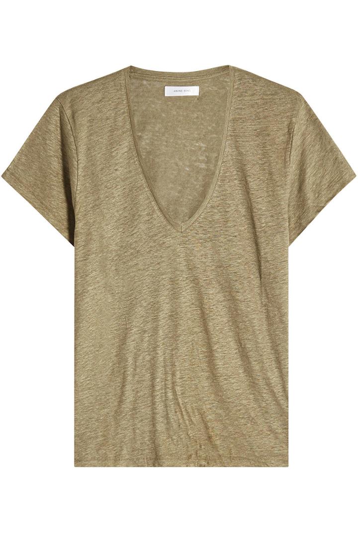 Anine Bing Anine Bing Linen V-neck T-shirt