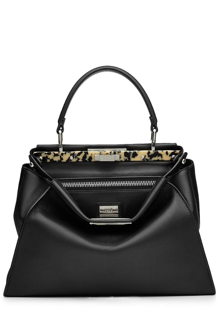 Fendi Fendi Leather Peekaboo Tote - Black