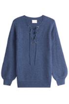 Claudia Schiffer Claudia Schiffer Wool Pullover With Lace-up Front - Blue