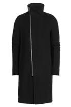 Rick Owens Men Rick Owens Men Wool Coat With Asymmetric Zipper - None