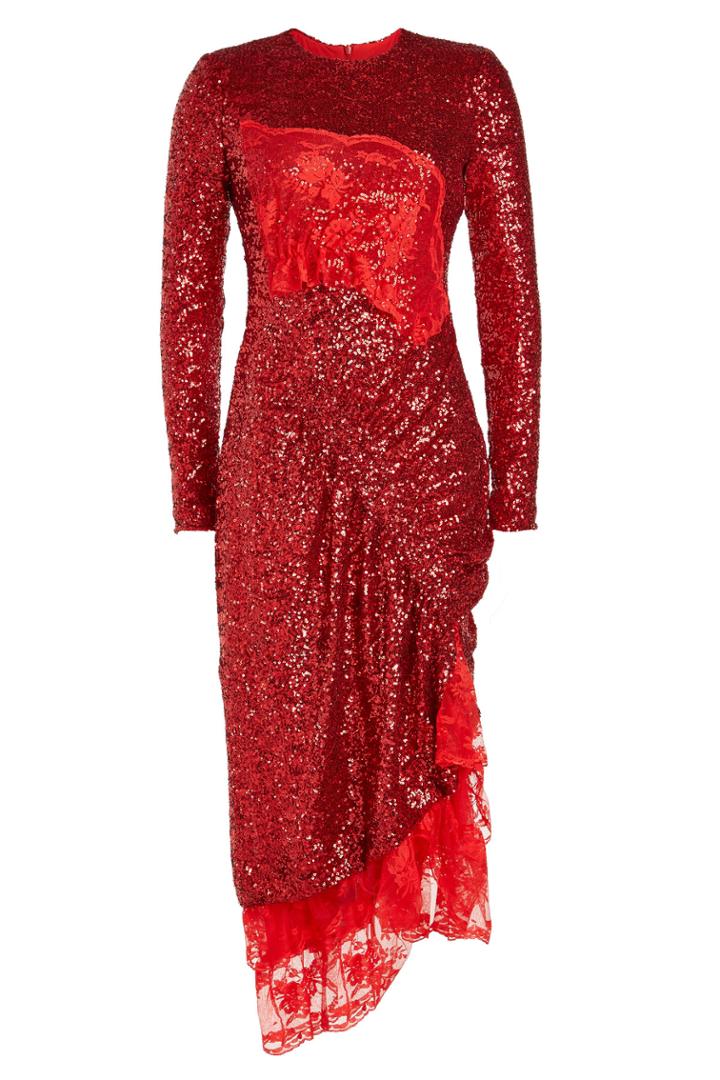 Preen By Thornton Bregazzi Preen By Thornton Bregazzi Sequined Mae Dress With Asymmetric Hem