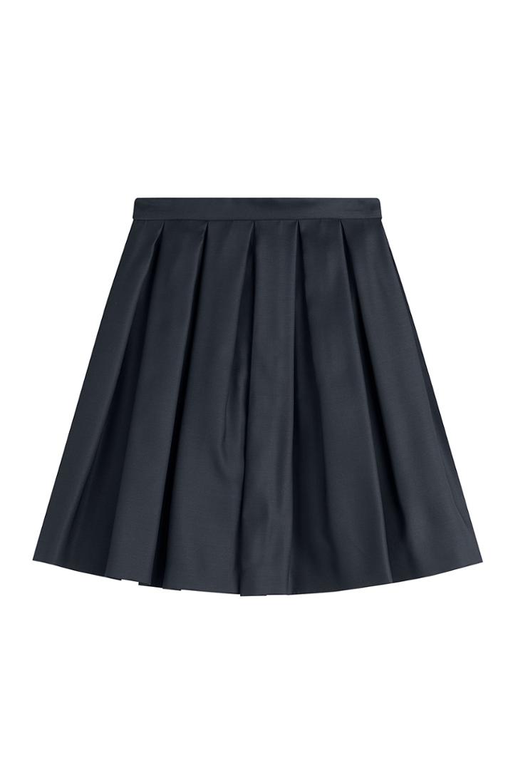 Burberry London Burberry London Virgin Wool-silk Pleated Skirt - Blue