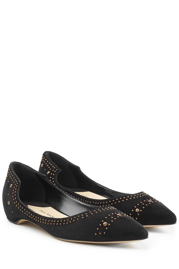 Paul Andrew Paul Andrew Embellished Suede Ballerinas - Black