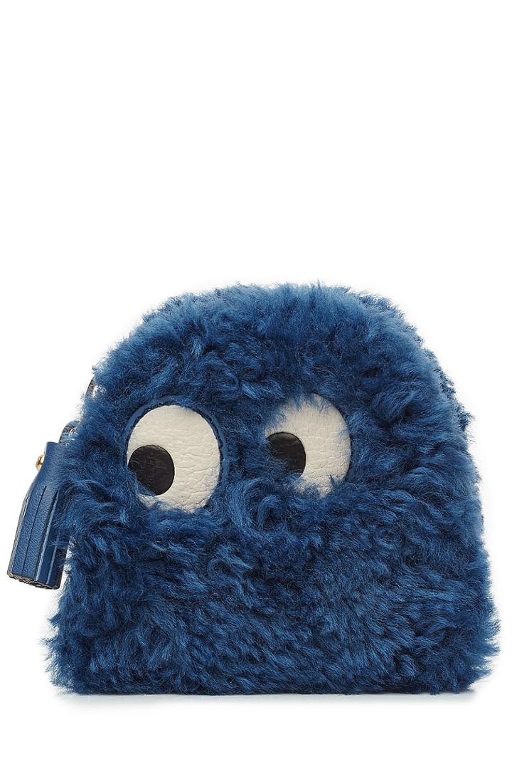 Anya Hindmarch Anya Hindmarch Ghost Shearling Zipped Coin Purse - Blue