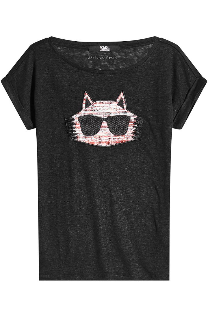 Karl Lagerfeld Karl Lagerfeld Choupette Linen T-shirt