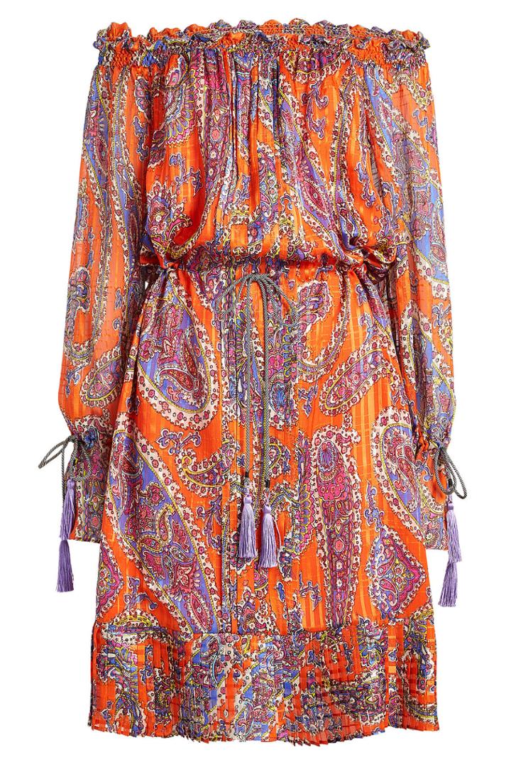 Etro Etro Off-shoulder Printed Silk Dress