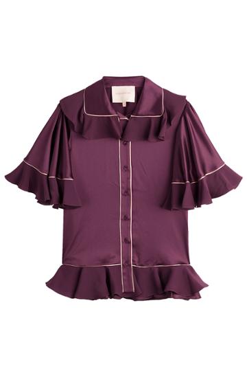 Roksanda Ilincic Roksanda Ilincic Silk Blouse With Ruffle Trim - Blue