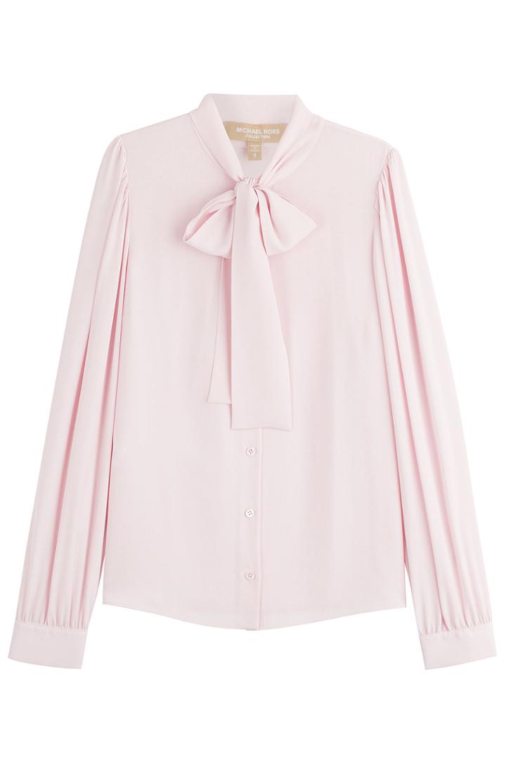 Michael Kors Collection Michael Kors Collection Bow Front Silk Blouse - Rose