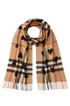 Burberry Shoes & Accessories Burberry Shoes & Accessories Heart Print Check Cashmere Scarf - Brown