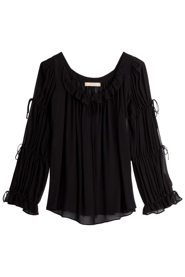 Michael Kors Michael Kors Crepe Peasant Blouse - Black