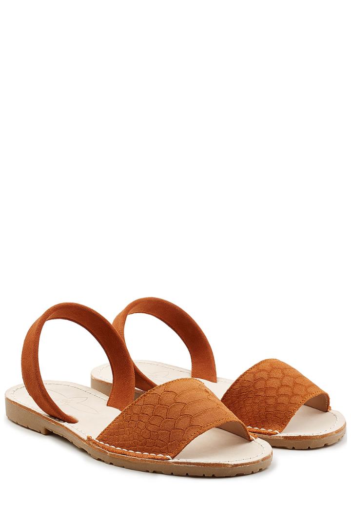 Del Rio London Del Rio London Embossed Suede Sandals - Orange