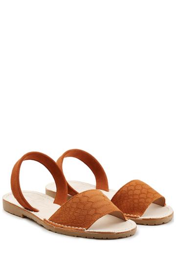 Del Rio London Del Rio London Embossed Suede Sandals - Orange