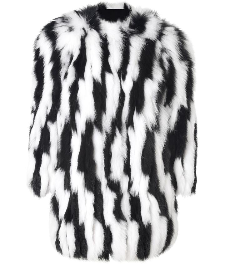 Hockley Fox Fur Gloriosa Coat In Black/white