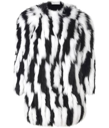 Hockley Fox Fur Gloriosa Coat In Black/white