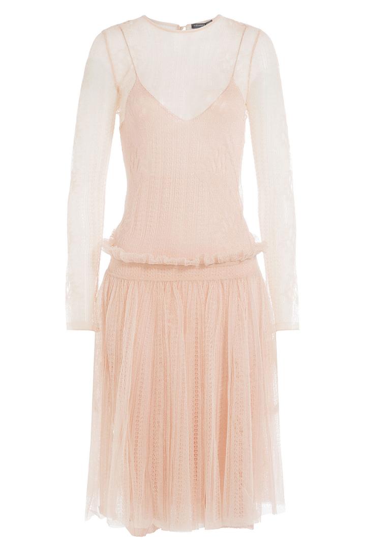 Alexander Mcqueen Alexander Mcqueen Crochet Dress With Silk - Beige