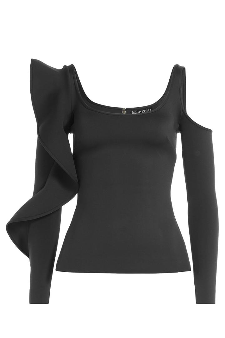 David Koma David Koma Top With Cut-out Shoulder And Ruffles