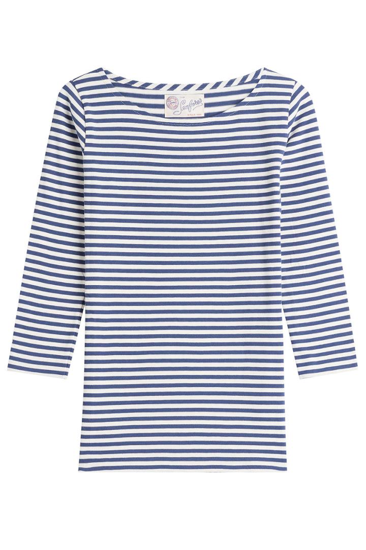 Seafarer Seafarer Cotton Cropped Sleeve Striped Top - Stripes