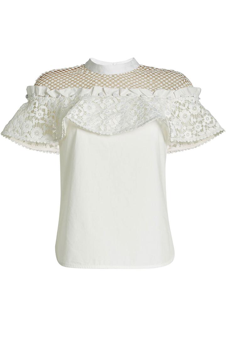Self-portrait Self-portrait Cotton Top With Lace
