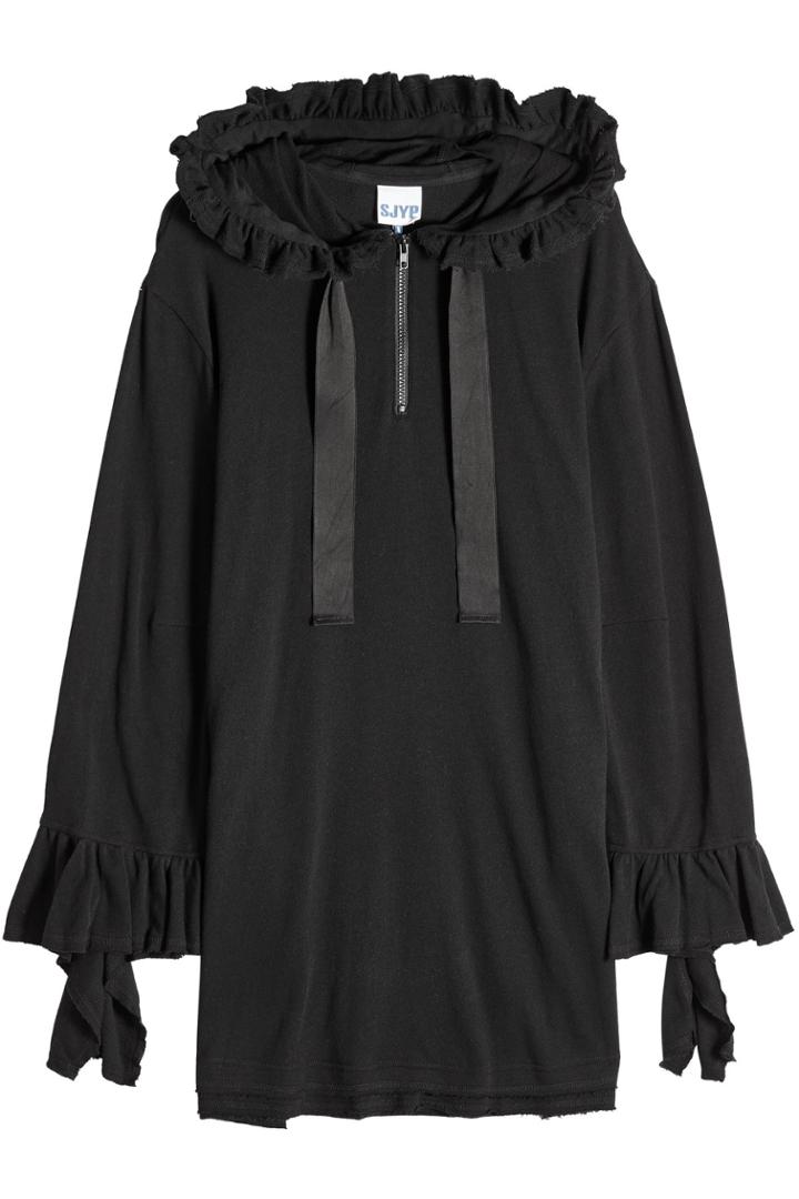 Sjyp Sjyp Ruffled Cotton Hoodie