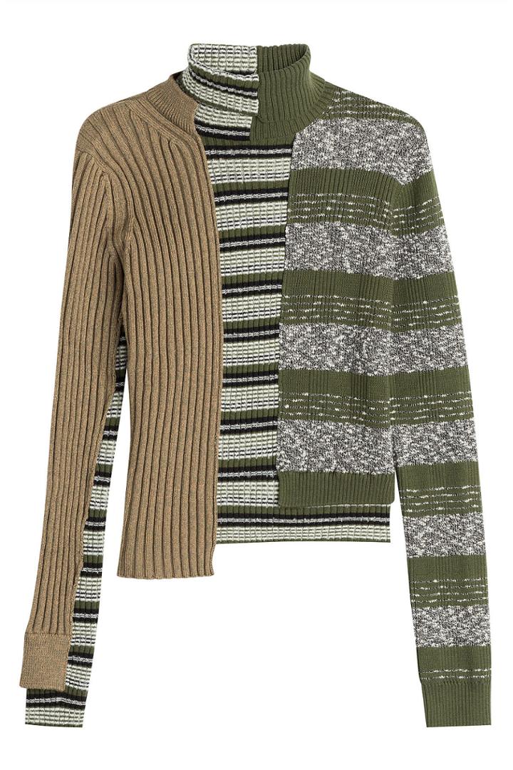 Maison Margiela Maison Margiela Asymmetric Turtleneck Pullover With Wool - Green
