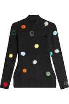 Fendi Fendi Ribbed Cashmere Pullover With Mink Fur Pom Poms