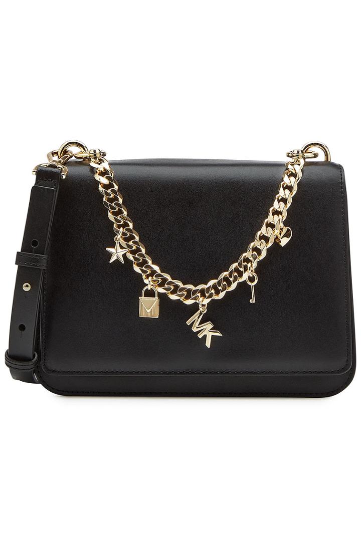 Michael Michael Kors Michael Michael Kors Leather Shoulder Bag With Embellished Chain