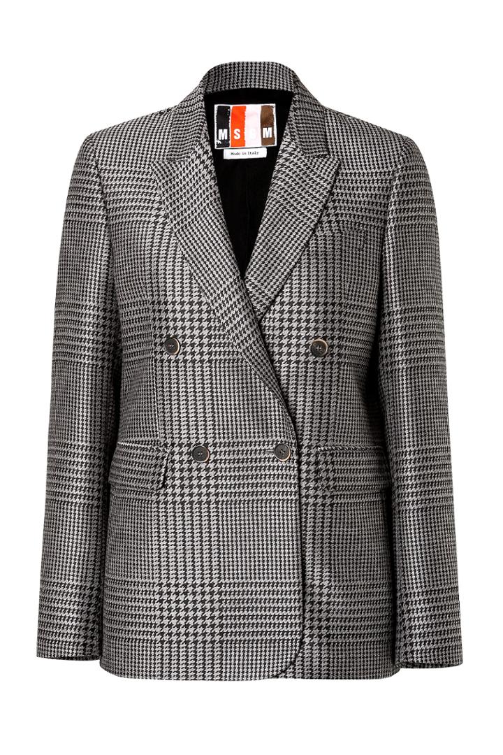 Msgm Msgm Fleece Wool-silk Glen Plaid Blazer - Grey