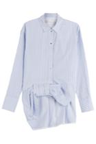 Victoria, Victoria Beckham Victoria, Victoria Beckham Striped Cotton Shirt With Gathered Bow - Stripes