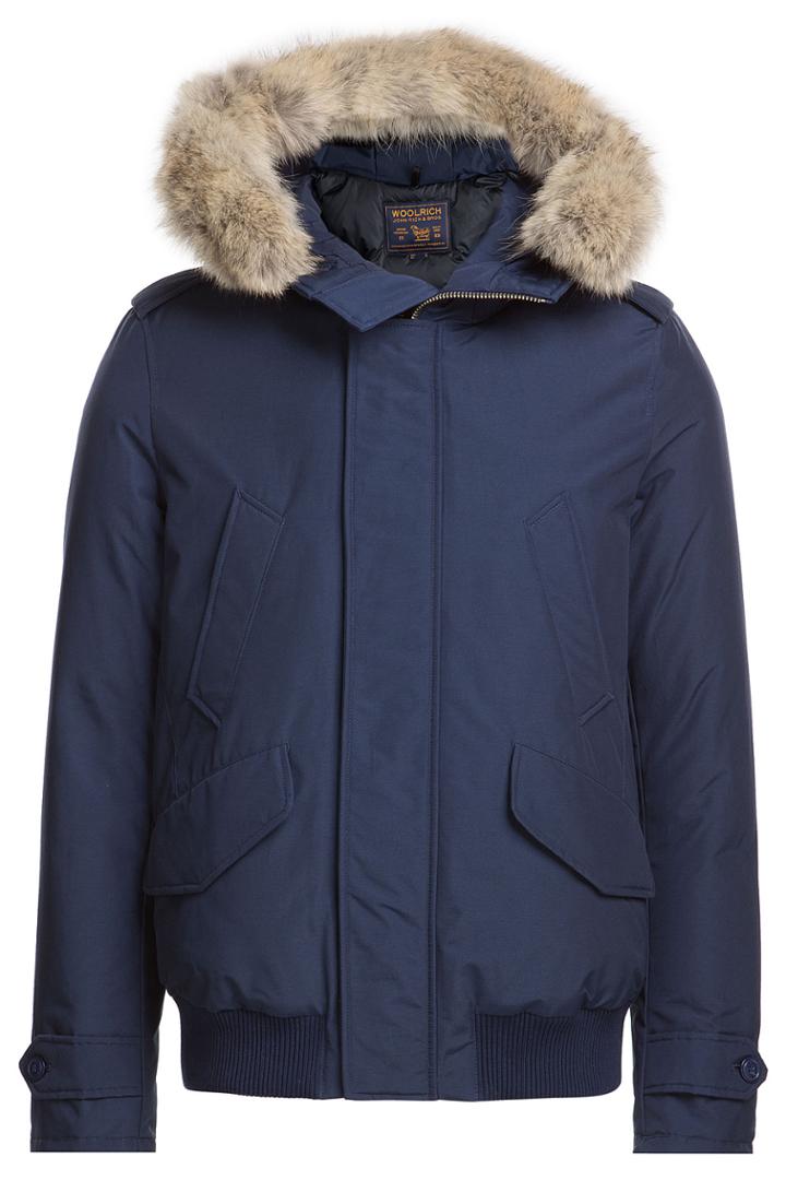 Woolrich Woolrich Polar Down Bomber Jacket With Fur-trimmed Hood - Blue