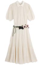 Valentino Cotton Crochet Dress With Floral Belt