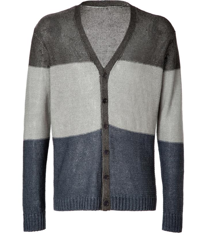 Edun Black/grey Colorblock Linen Cardigan