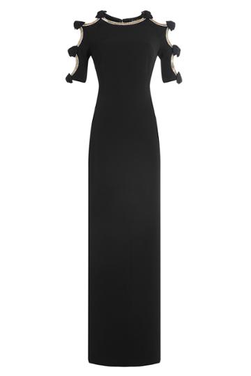Jenny Packham Jenny Packham Beaded Gown With Cutout Sleeves - Black
