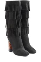 Burberry Shoes & Accessories Burberry Shoes & Accessories Fringed Suede Knee Boots - Black