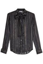 Frame Denim Frame Denim Silk Chiffon Blouse With Metallic Thread - Black