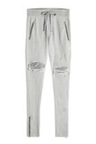 Amiri Amiri Distressed Cotton Sweatpants With Leather Patches