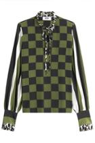 Msgm Msgm Silk Mixed Print Tie Neck Blouse - Multicolored